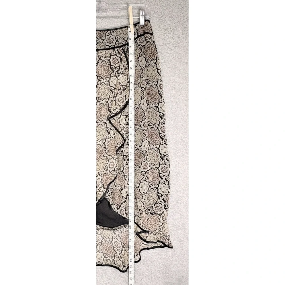 Spenser Jeremy Womens 8 100% Silk Skirt Ruffle High Low Boho Print Midi Y2K